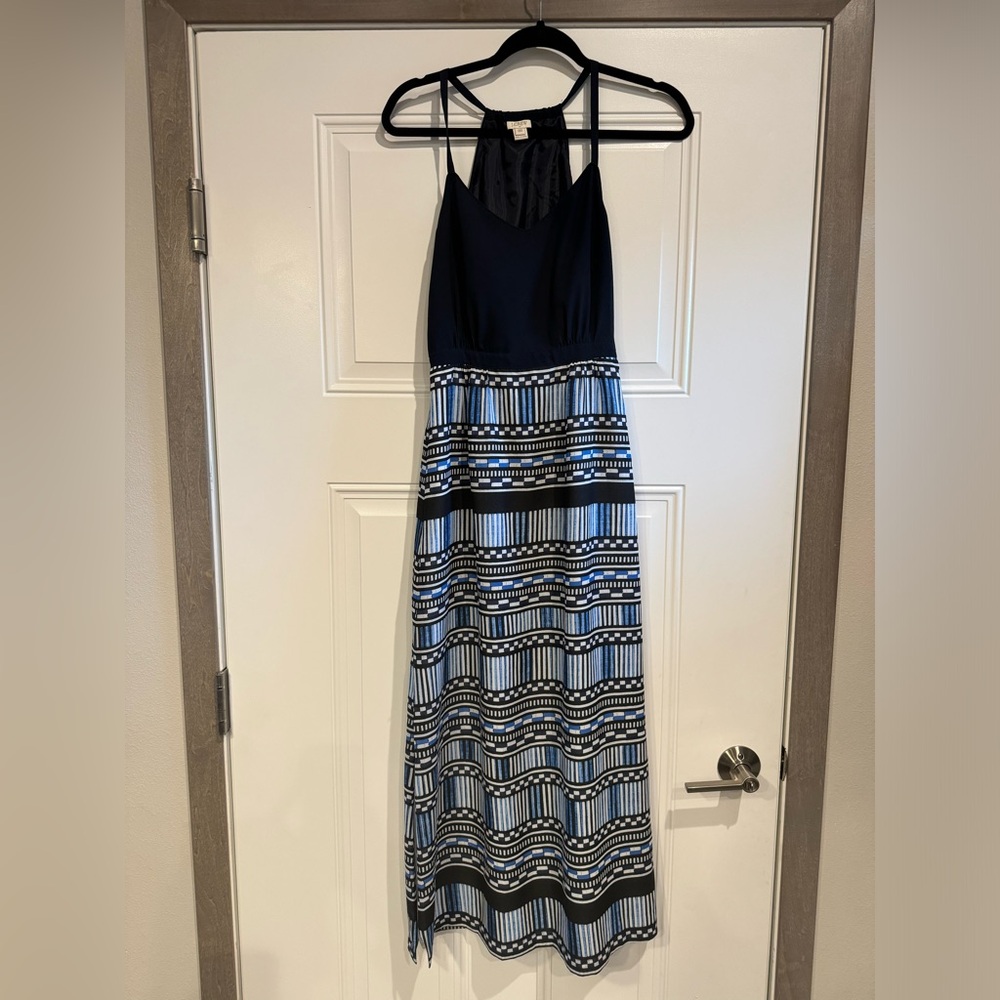 Like New J Crew Navy Blue Spaghetti Strap Maxi Dress Size 00 pattern